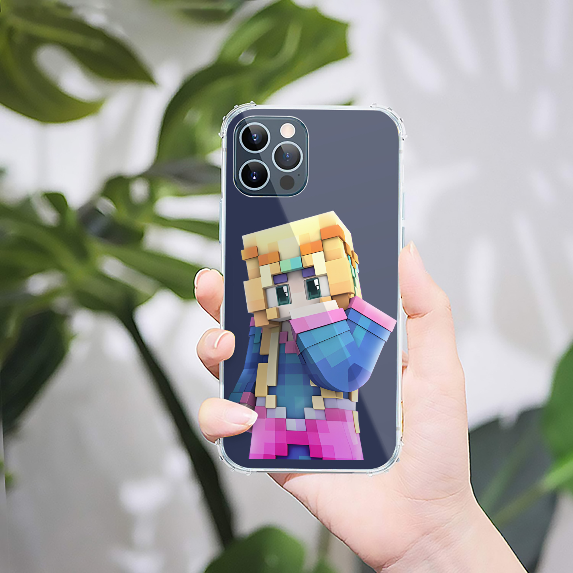 （画像用） マインクラフト ブロックの世界 Minecraft MC Block world 【iPhone 12シリーズ対応】透明スマホケース（クリアソフトケース）